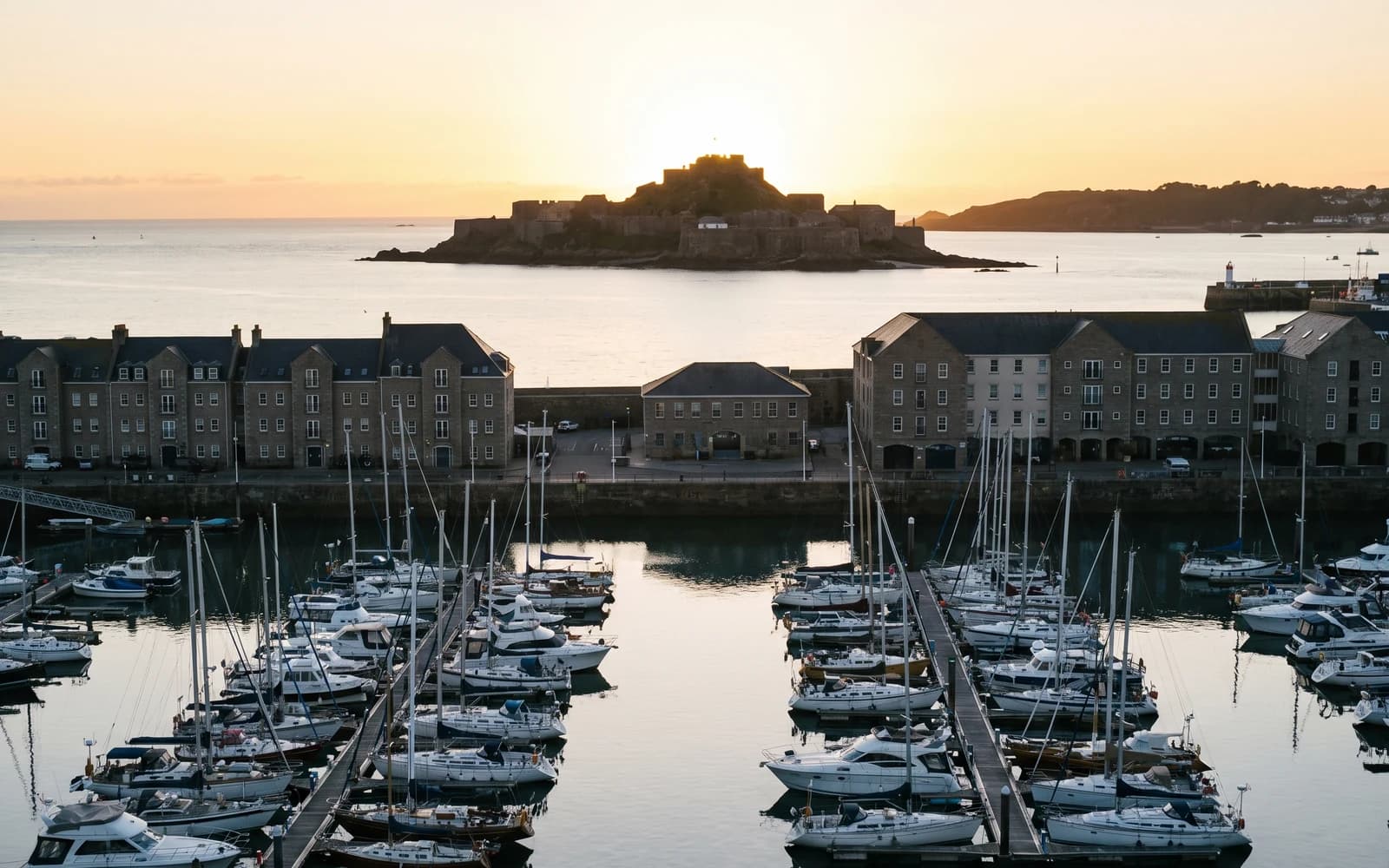 The Jersey skyline in clear daytime light